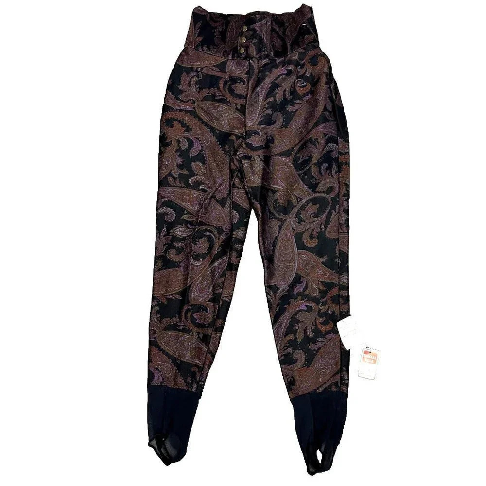 Vintage Bogner Ski Panst Womens 12 High Waist Paisley Print Stir Up 80s Usa Made